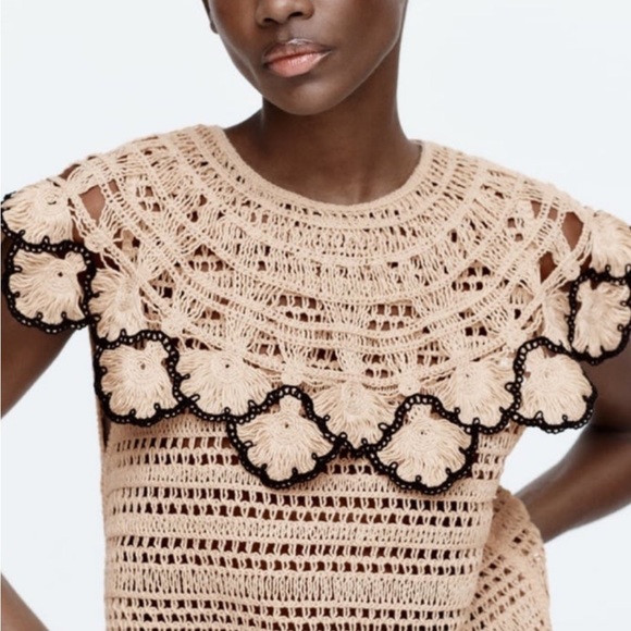 Zara bloggers favorite knit bib top Sz Small - Picture 1 of 6
